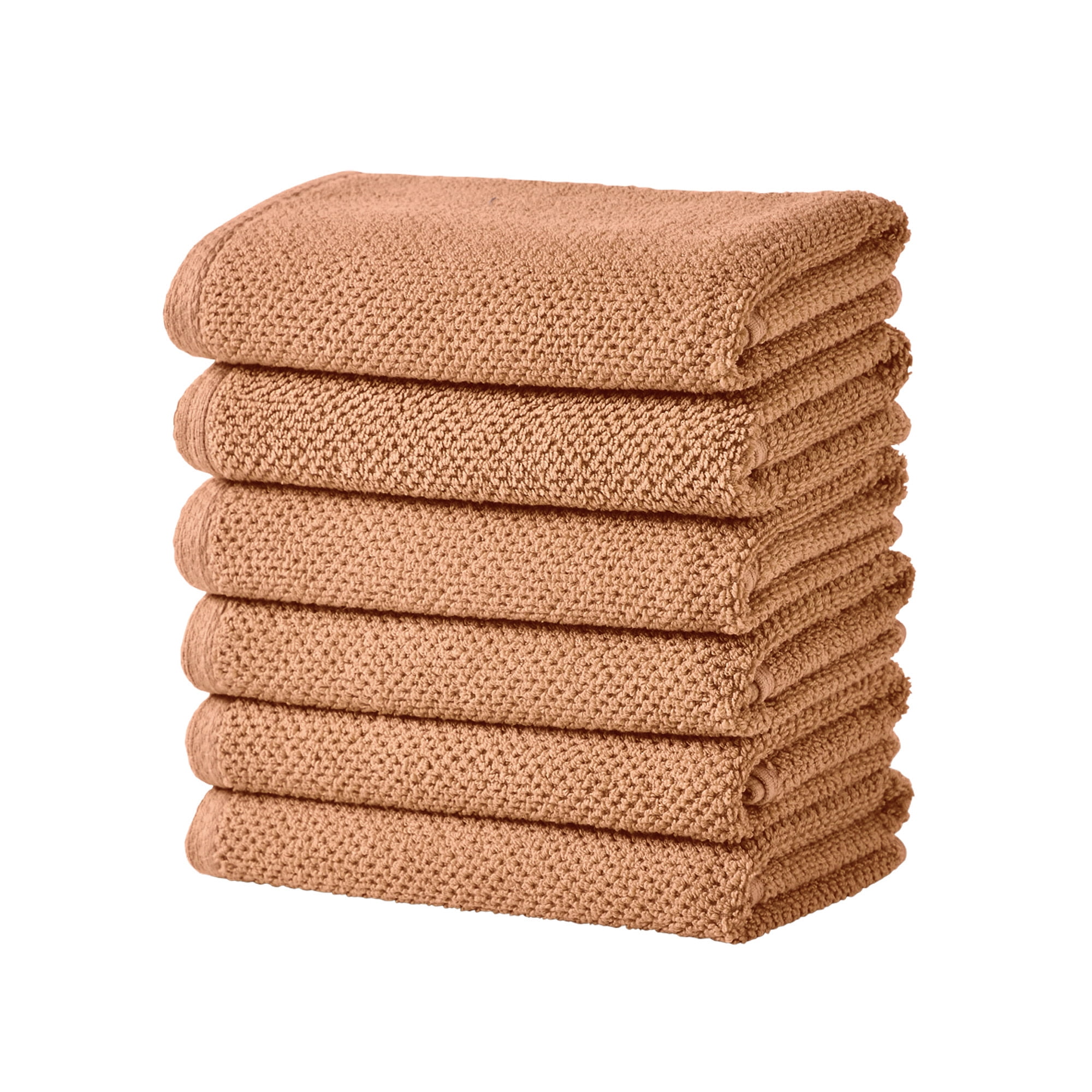 Clay Cotton Textured Hand Towels Set of 6