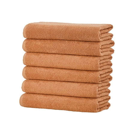 Great Bay Home Quick Dry Loop Textured 6-Pack Hand Towel Set, 26" x 16", Clay