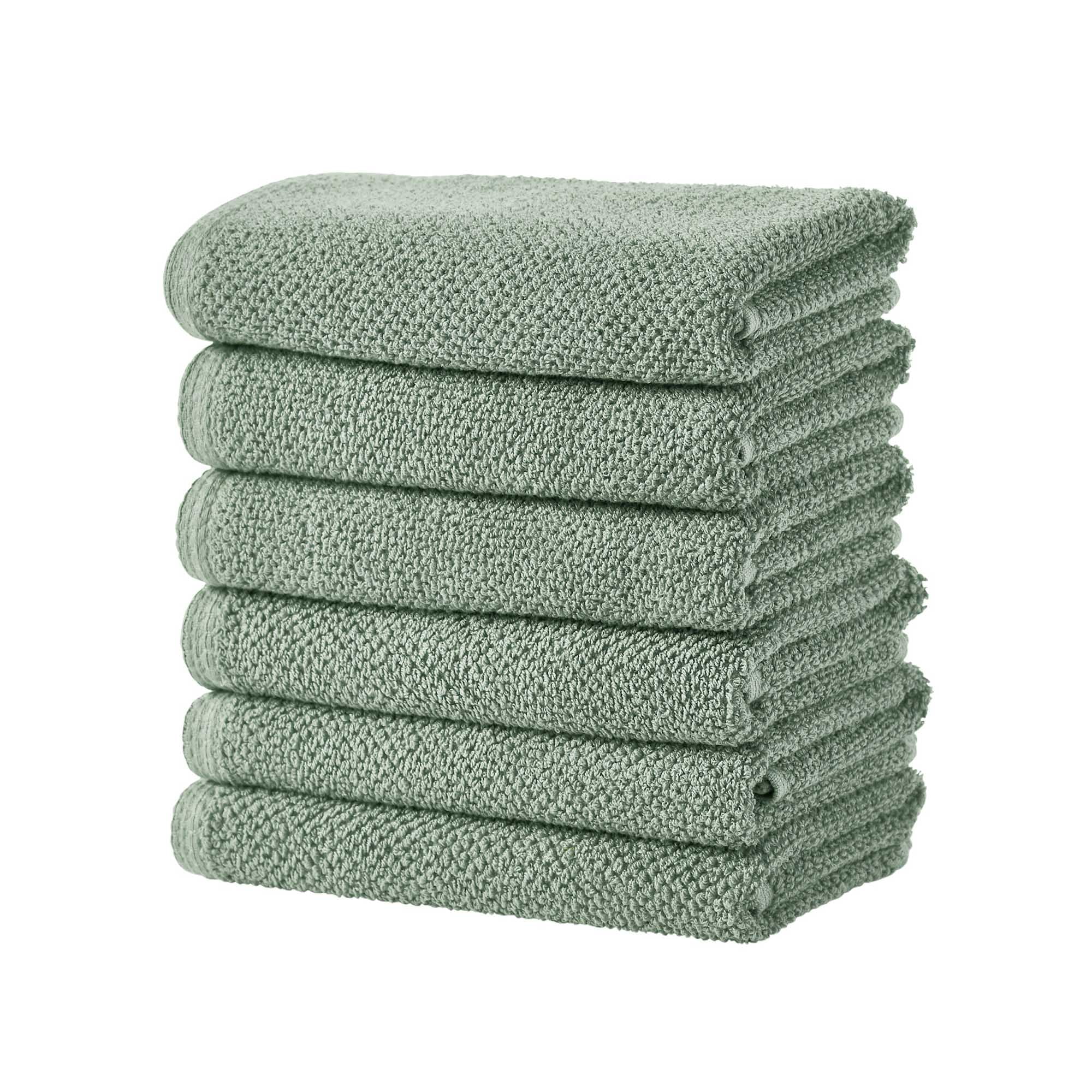 Eucalyptus Green Cotton Hand Towels Set of 6