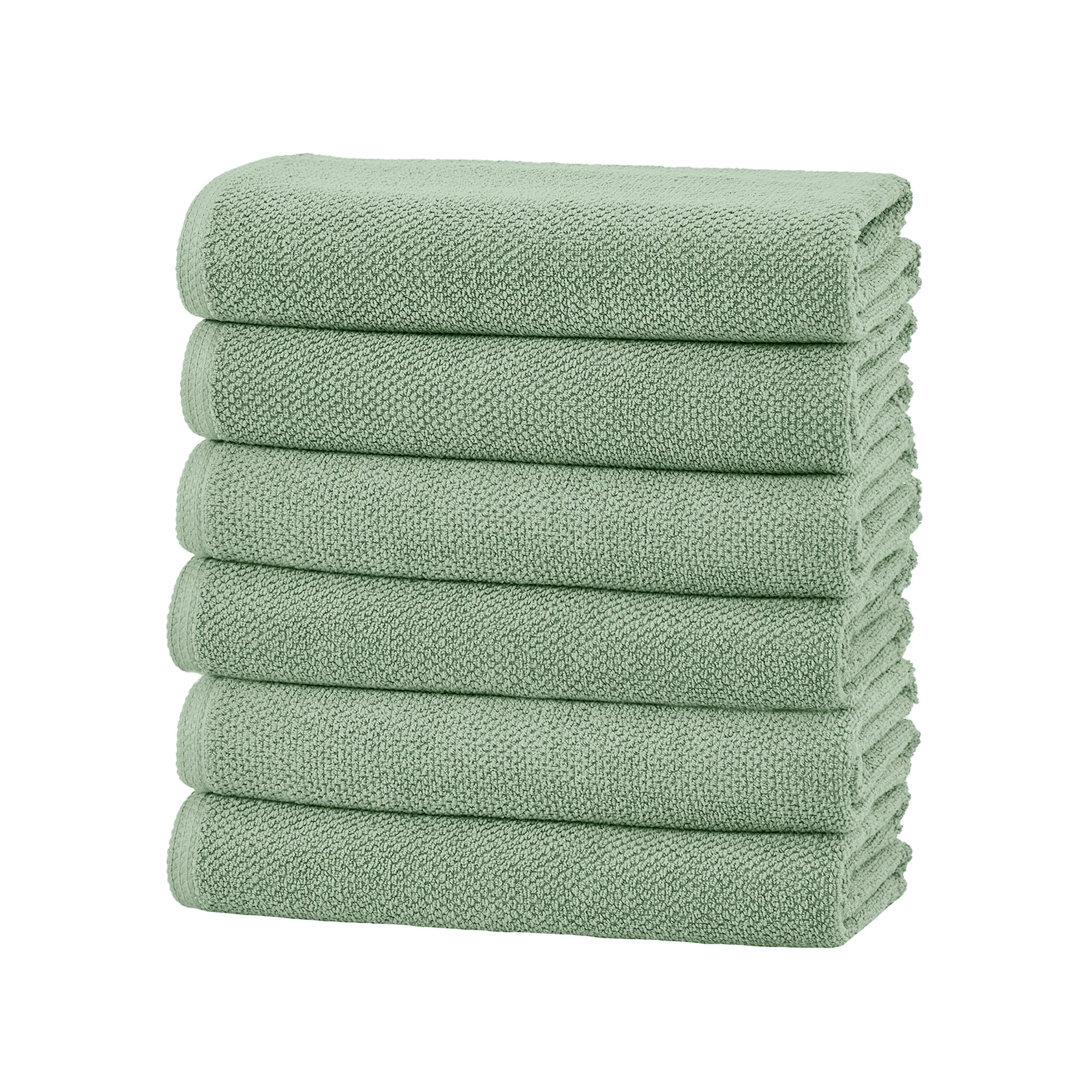Great Bay Home Quick Dry Loop Textured 6-Pack Hand Towel Set, 26" x 16", Mineral Blue