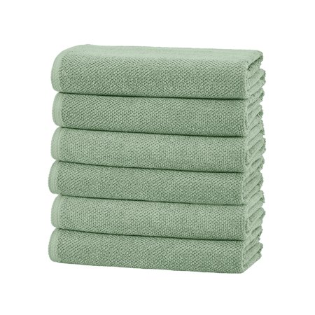 Great Bay Home Quick Dry Loop Textured 6-Pack Hand Towel Set, 26" x 16", Mineral Blue
