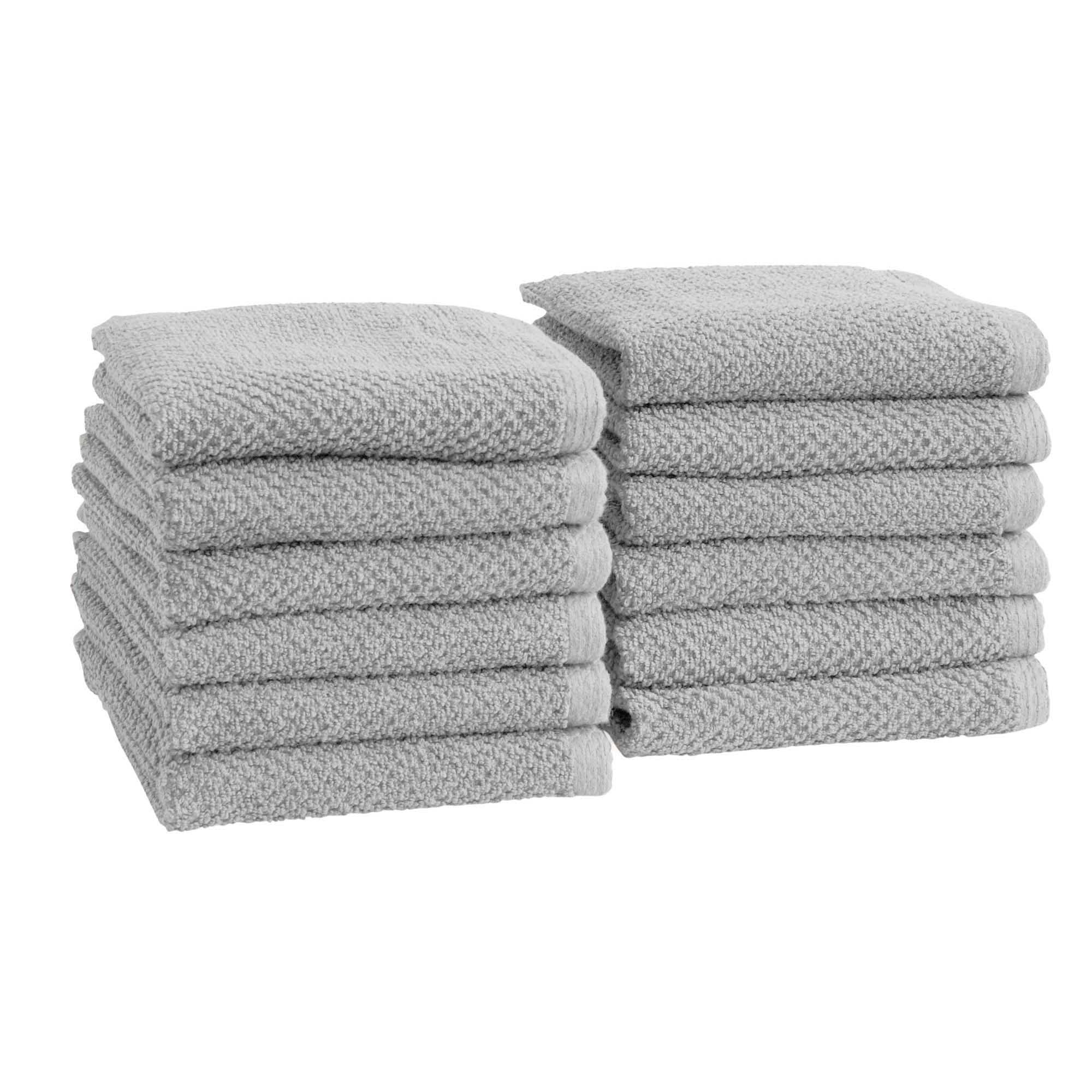 Light Grey Cotton Textured Washcloth Set (Pack of 12)