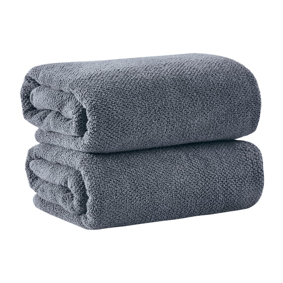 Great Bay Home Quick Dry Loop Textured 2-Pack Extra Large Bath Sheet Set, 35” x 68”, Chambray Blue