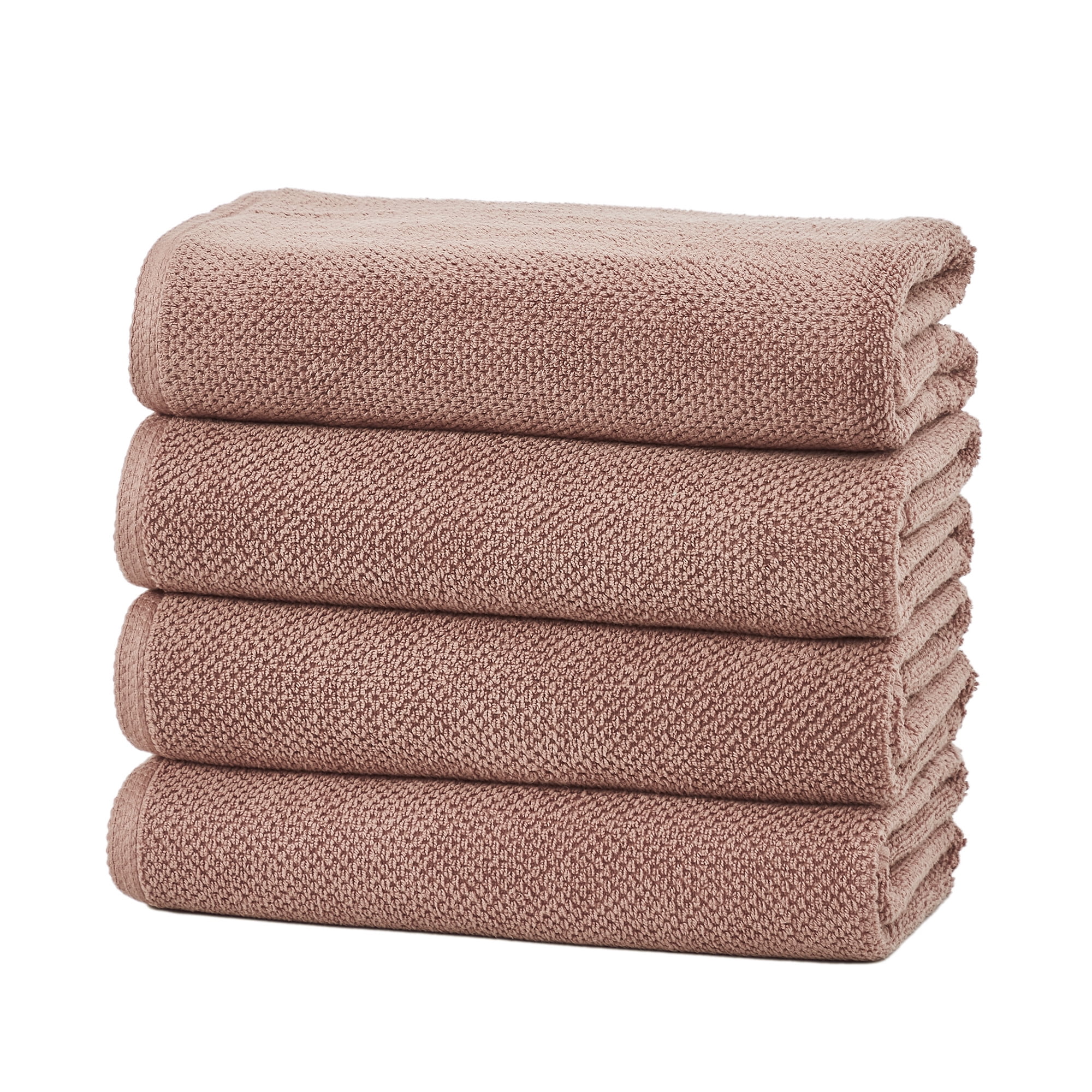 Desert Rose Cotton Textured Bath Towels Set of 4
