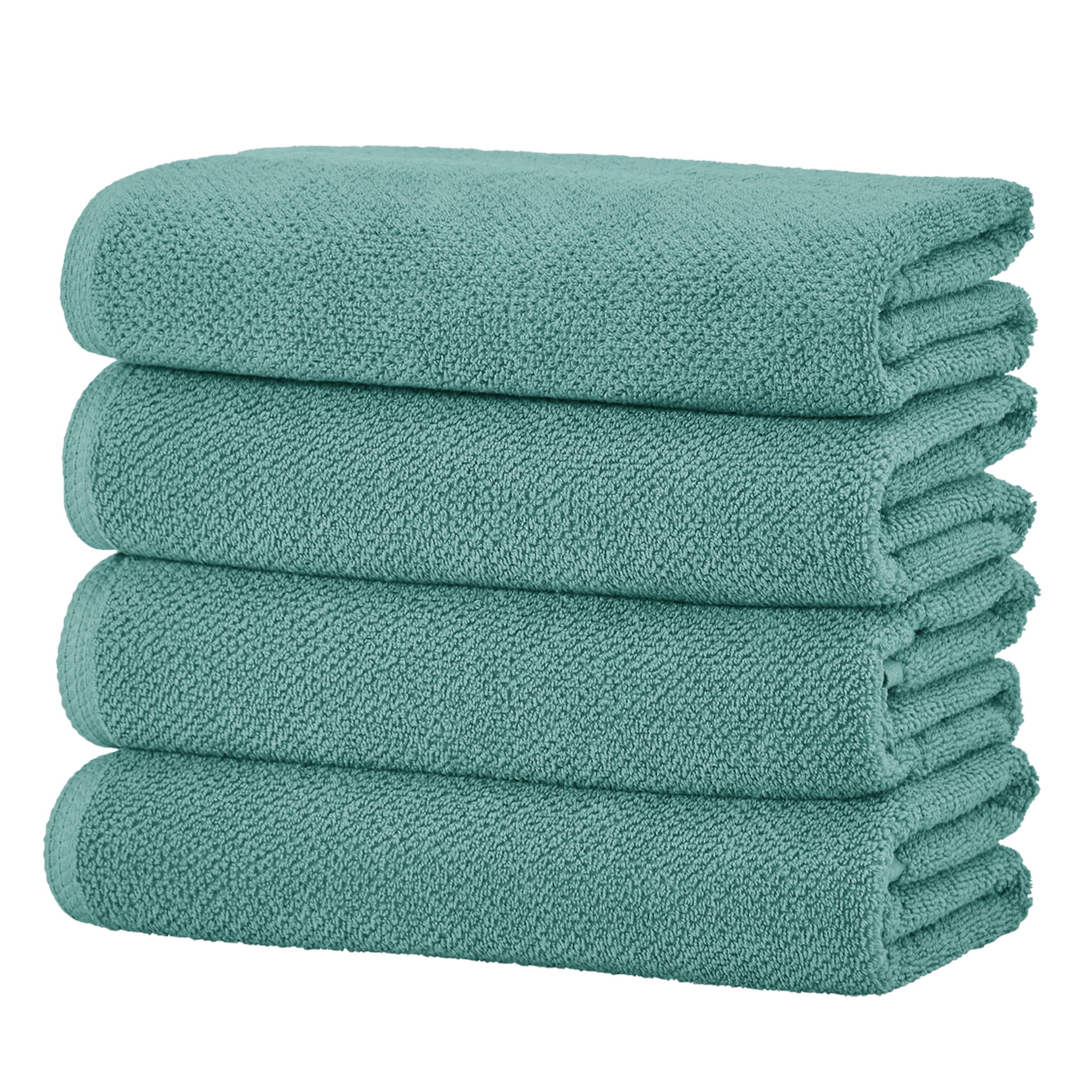 Mineral Blue Cotton Textured Bath Towels Set of 4