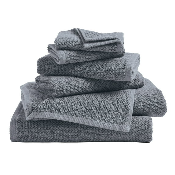Great Bay Home Quick Dry Loop Textured 6-Piece Towel Set, Chambray Blue