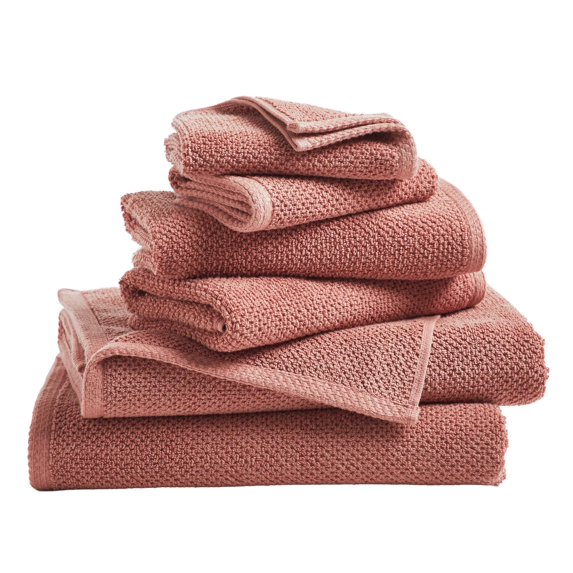 Great Bay Home Quick Dry Loop Textured 6-Piece Towel Set, Desert Rose