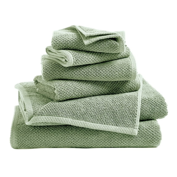 Great Bay Home Quick Dry Loop Textured 6-Piece Towel Set, Eucalyptus