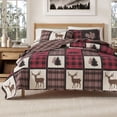 thumbnail image 1 of Lodge Quilt Set - Lightweight, Soft, All-Season - 3-Piece Reversible Rustic Bedding Set (King / California King, Red / Black), 1 of 6