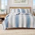 thumbnail image 1 of Nautical Quilt Set - Lightweight, Soft, All-Season - 3-Piece Reversible Bedding Set (King / California King, Flag Stripe / Ocean Stories), 1 of 6