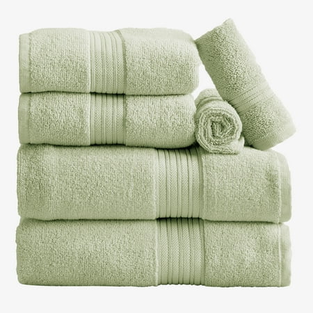 Great Bay Home Quick-Dry 100% Cotton 6 Piece Towel Set, Seagreen.