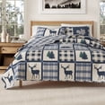 thumbnail image 1 of Lodge Quilt Set - Lightweight, Soft, All-Season - 3-Piece Reversible Rustic Bedding Set (Full / Queen, Navy / Grey), 1 of 6