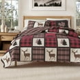 thumbnail image 1 of Great Bay Home Rustic Lodge All-Season Reversible Quilt Set With Shams (Full / Queen, Red / Black), 1 of 6