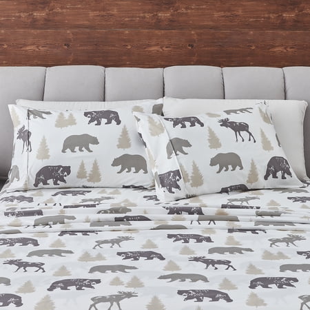 Great Bay Home Rustic Inspired Microfiber Sheet Set (Twin, Bear)