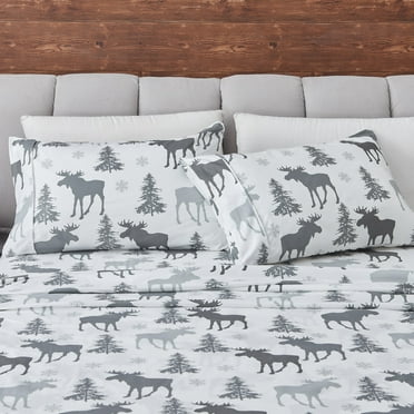 Great Bay Home Rustic Lodge Microfiber Wrinkle Resistant Sheet Set  (Twin, Lodge - Moose)