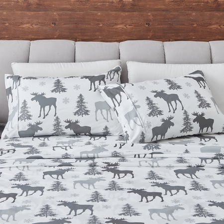Great Bay Home Rustic Inspired Microfiber Sheet Set (Twin, Moose)