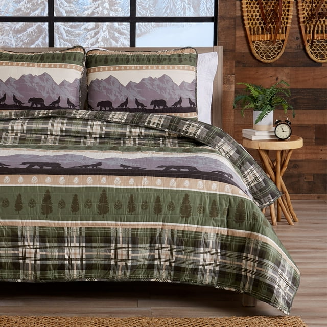 Great Bay Home Rustic Lodge Patchwork Reversible Reversible Quilt Set