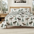 thumbnail image 1 of Great Bay Home Rustic Lodge Reversible Reversible Quilt Set With Shams (Full / Queen, Moose - Chocolate), 1 of 6