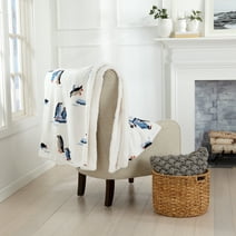 Great Bay Home Rustic Lodge Velvet Plush Warmest Throw  (50" x 60" Throw, Penguins Jumping)