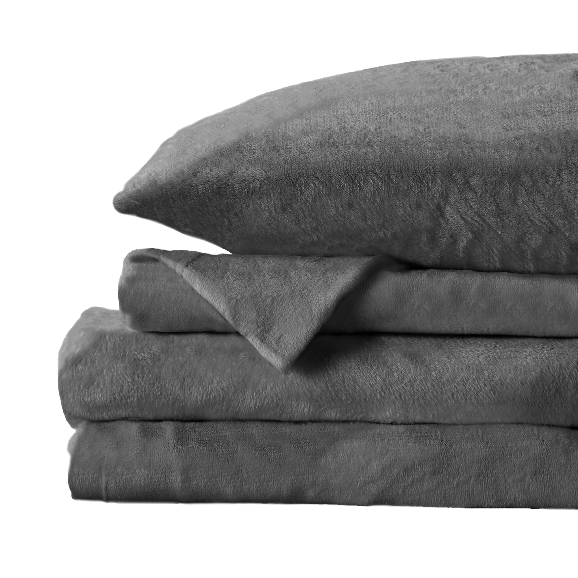 Great Bay Home Solid Velvet Plush Warm and Cozy Fleece Sheet Set