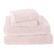 Great Bay Home Solid Velvet Plush Warm and Cozy Fleece Sheet Set  (Queen, Blush Pink)