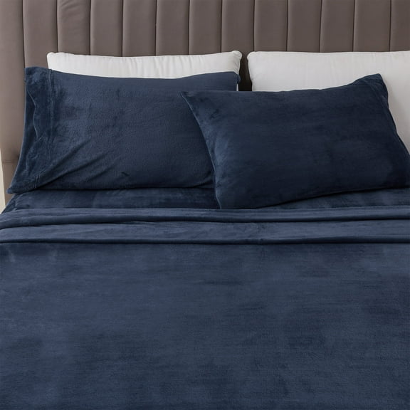 Velvet Plush Fleece Solid Sheet Set, Twin, 3 Pieces