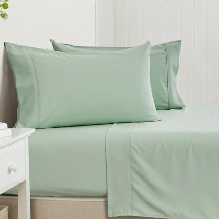 Great Bay Home Solid Viscose from Bamboo Wrinkle-Resistant Sheet Set (Full, Sage)