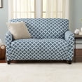 thumbnail image 1 of Great Bay Home Stretch Printed Washable Loveseat Slipcover  (Loveseat, Smoke Blue), 1 of 6