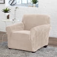 thumbnail image 1 of Great Bay Home Stretch Velvet Plush Chair Slipcover (Chair, Sand), 1 of 6