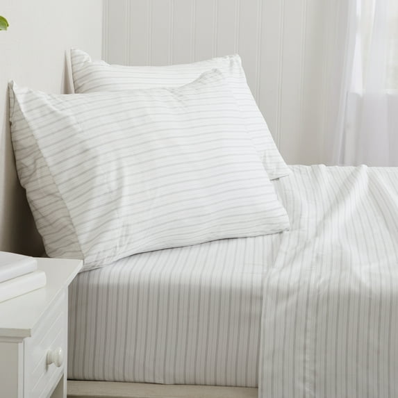 Great Bay Home Striped Microfiber Wrinkle Resistant Sheet Set (King, Dark Grey)
