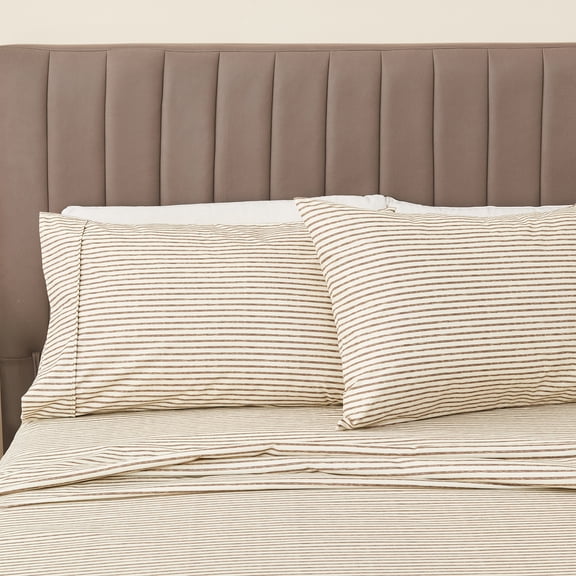 Great Bay Home Striped Ultra-Soft Microfiber Sheet Set (King, Stripe - Chocolate)