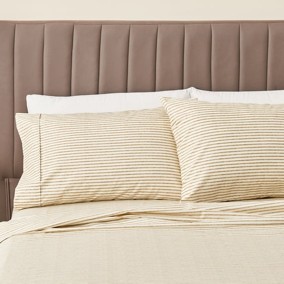 Great Bay Home Striped Ultra-Soft Microfiber Sheet Set (Queen, Stripe - Sand)