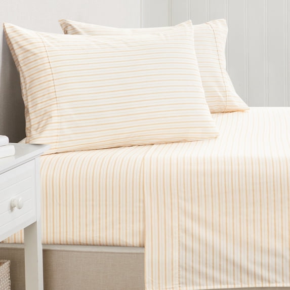 Great Bay Home Striped Microfiber Wrinkle Resistant Sheet Set (Queen, Marigold)