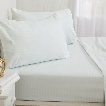 Great Bay Home Striped Microfiber Wrinkle Resistant Sheet Set (Twin, Light Grey)