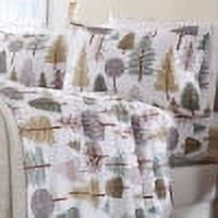 California King Gray Cotton Flannel Sheet Set with Forest Print
