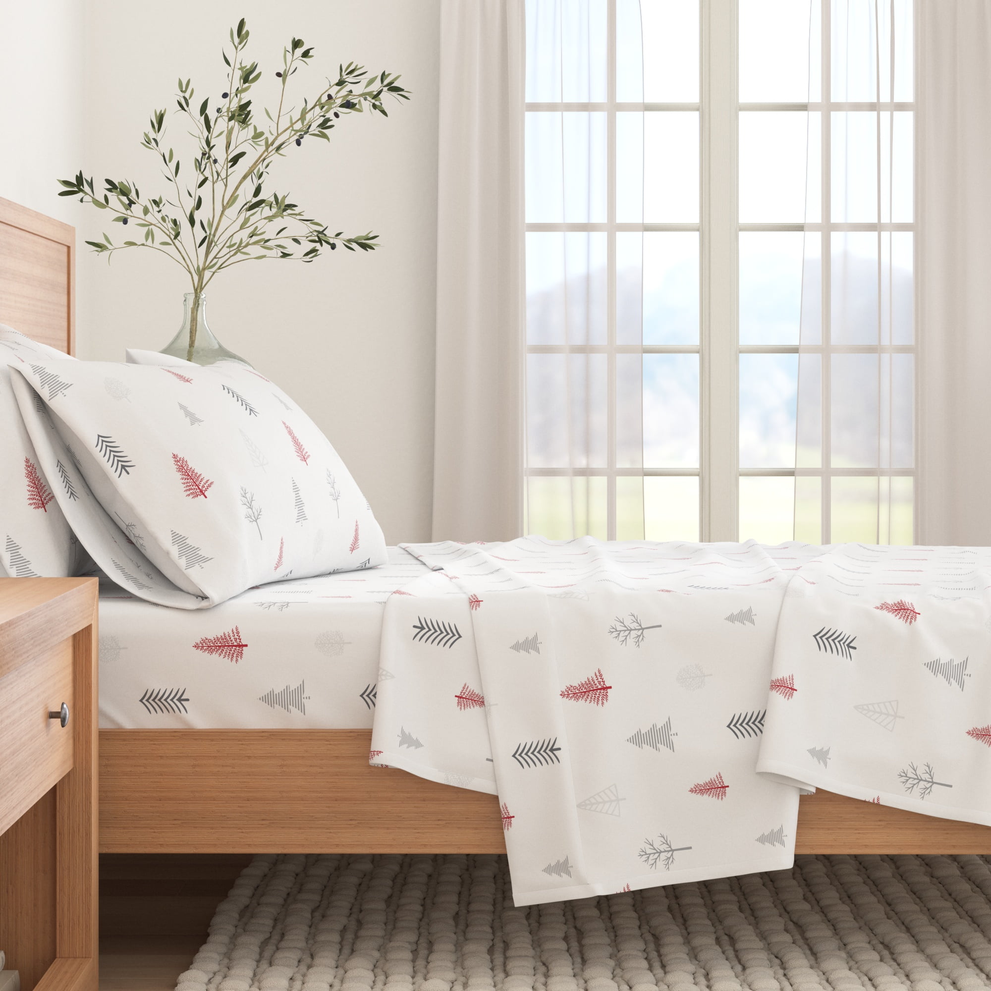 Full Size Blue and White Cotton Flannel Sheet Set