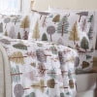 Queen Gray Cotton Flannel Sheet Set with Tree Print