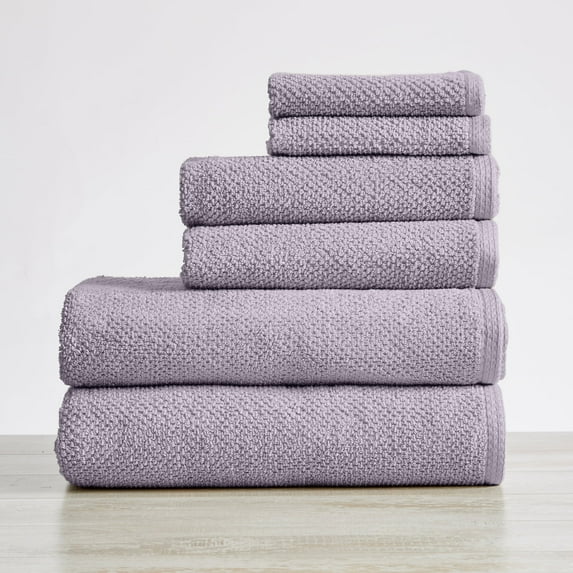 Great Bay Home Ultra Absorbent Cotton Popcorn Towel Set (6 Piece Set, Lilac)