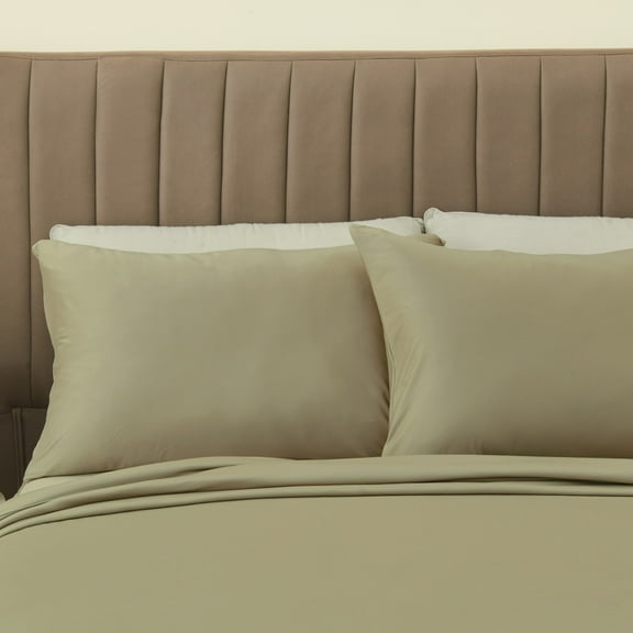 Great Bay Home Ultra-Soft Solid Performance Fabric Sheet Set  (Queen, Sage)