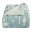 thumbnail image 1 of Great Bay Home Velvet Plush Fleece Reversible Sherpa Warm and Cozy Bed Blanket  (King, Enchanted Woods - Blue), 1 of 3