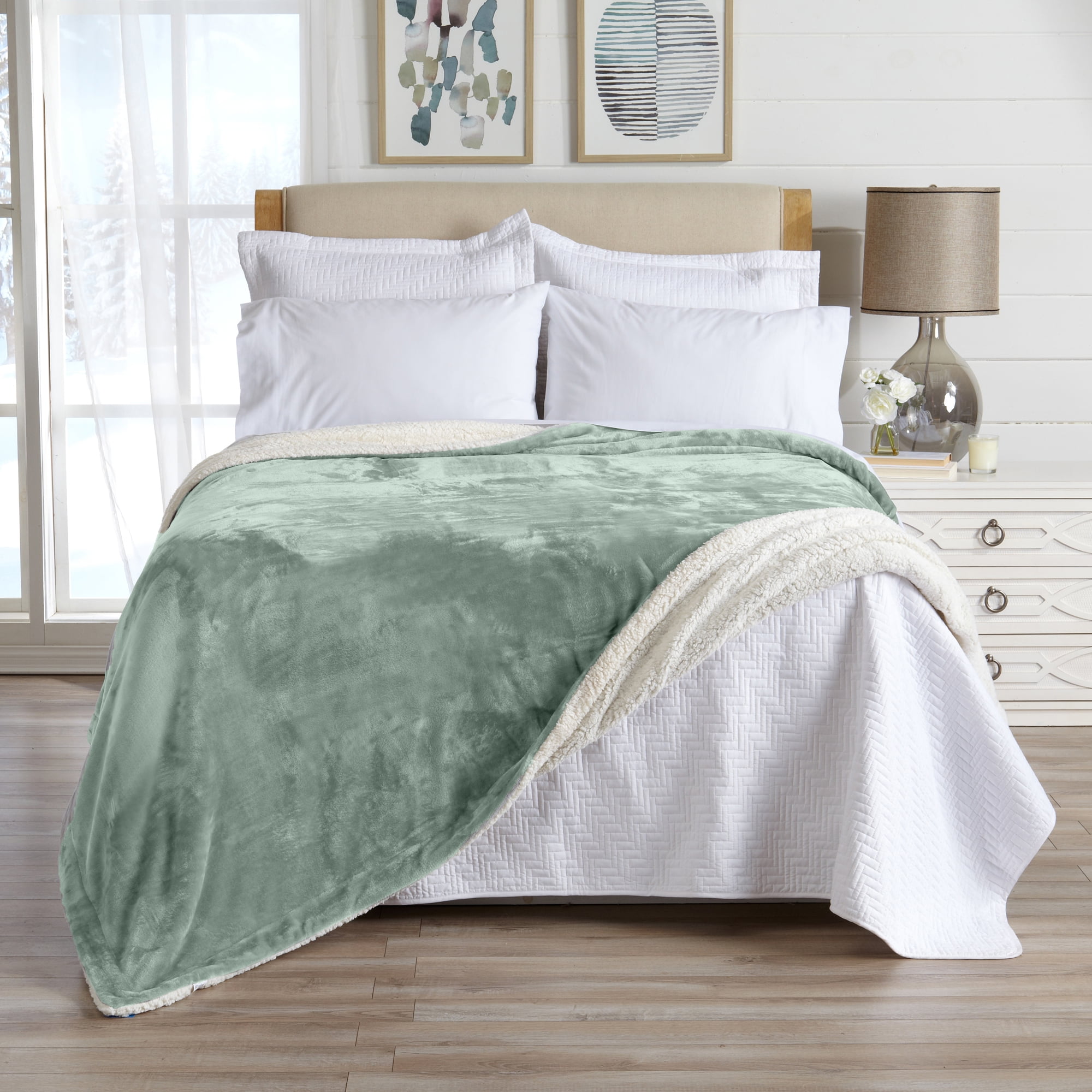 Hudson Luxury Collection Velvet Blanket in Camel Twin Size Walmart