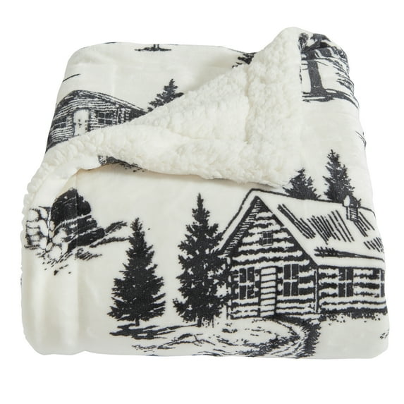 Great Bay Home Velvet Plush Fleece Reversible Sherpa Warm and Cozy Bed Blanket (Twin, December Frost)