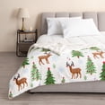 thumbnail image 1 of Great Bay Home Velvet Plush Fleece Reversible Sherpa Warm and Cozy Holiday Throw  (50" x 60" Throw, Deers, Trees & Snow), 1 of 5