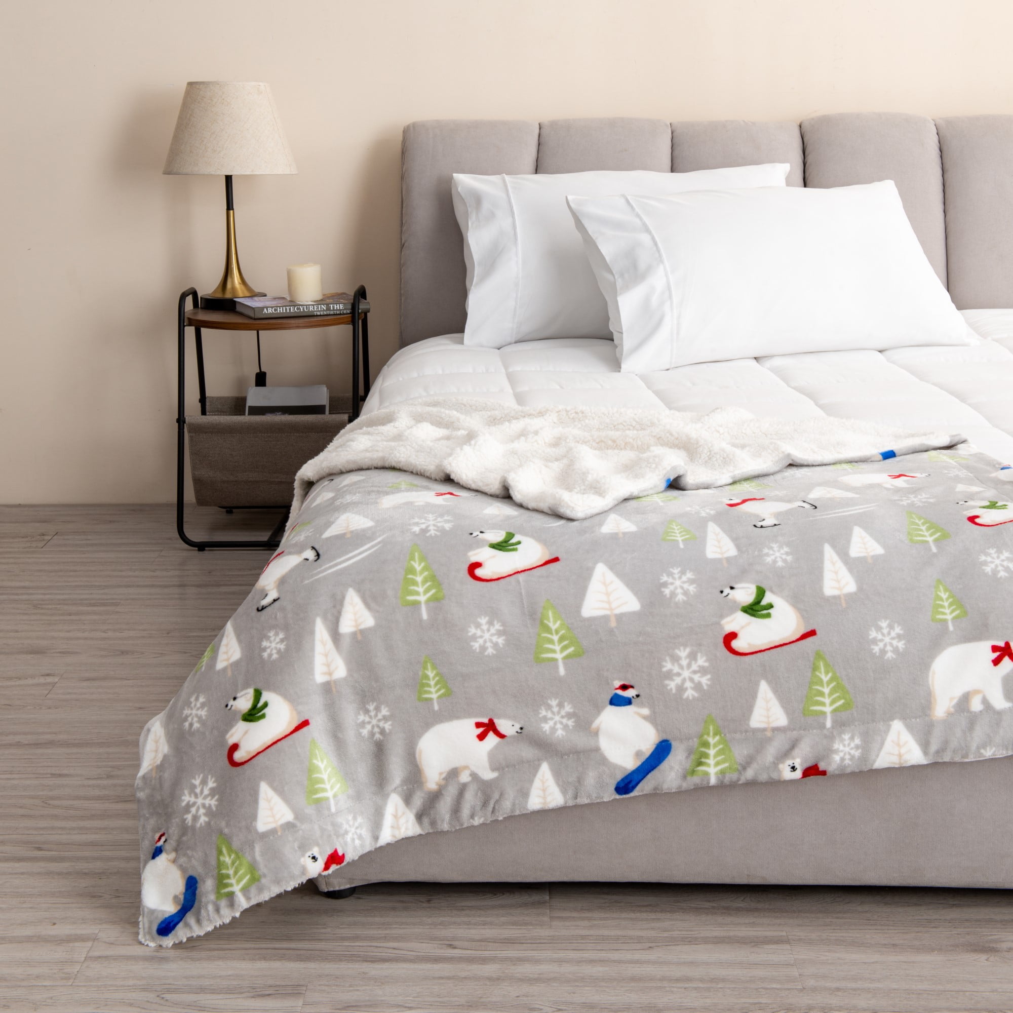 Great Bay Home Velvet Plush Fleece Reversible Sherpa Warm and Cozy