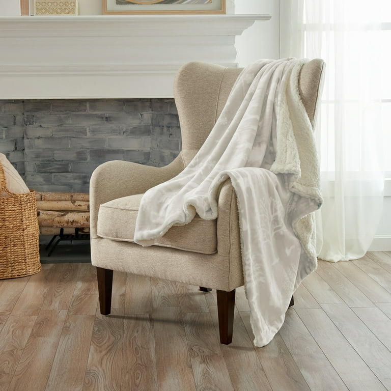 Great Bay Home Velvet Plush Fleece Reversible Sherpa Warm and Cozy Throw 50 x 60 Throw Enchanted Woods Grey Walmart
