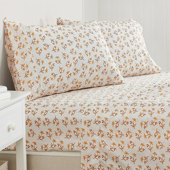 Great Bay Home Watercolor Floral Microfiber Wrinkle-Resistant Sheet Set (Full, Small Watercolor Flowers)