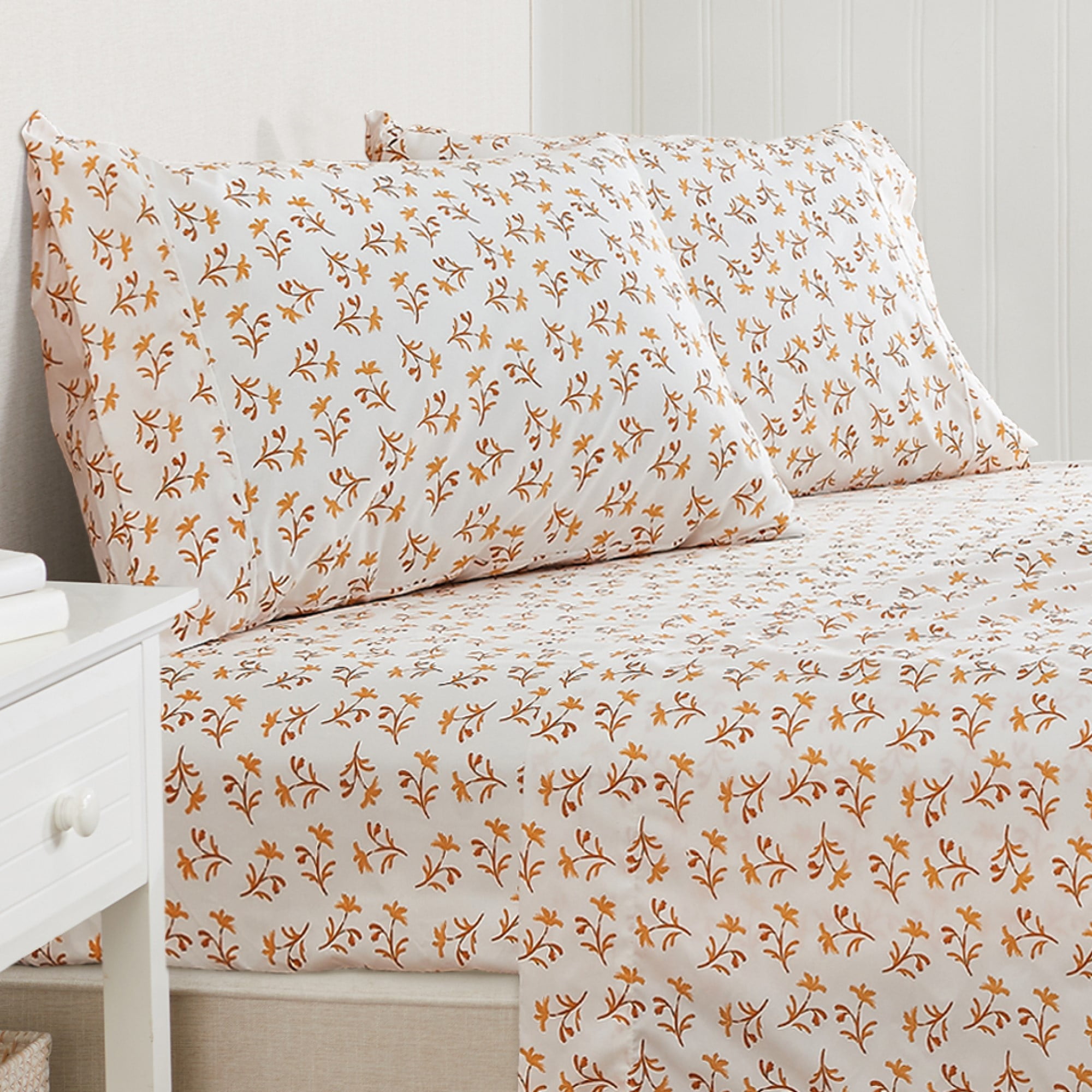 King Size Small Watercolor Floral Microfiber Sheet Set