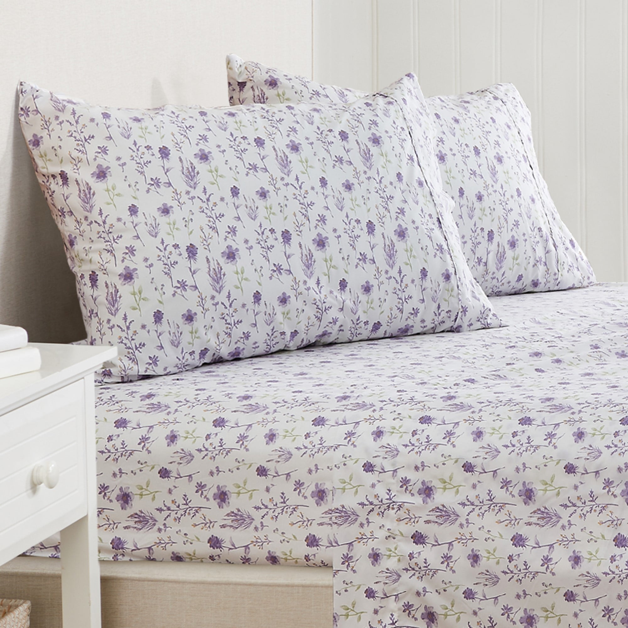 Lavender Floral Queen Brushed Microfiber Sheet Set