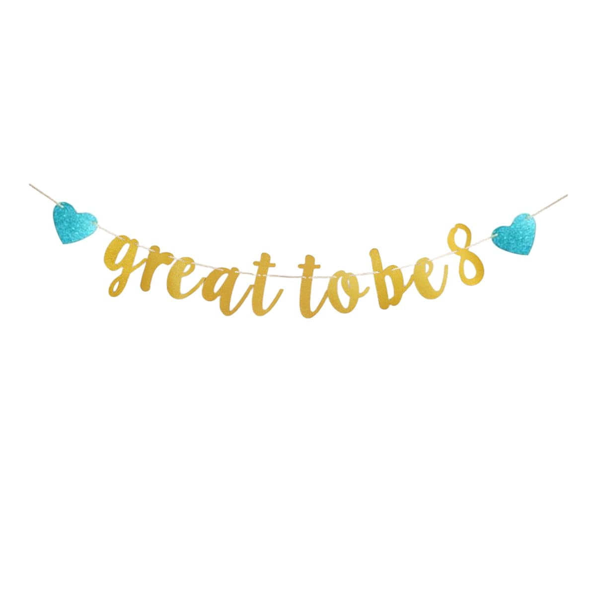 TENNYCHAOR Great To Be 8 Banner – Gold Glitter 8th Birthday Party Decorations For Kids, Reusable & Easy To Hang