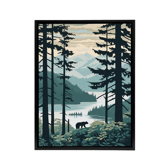 Great Bear Rainforest Coastal Landscape Black Framed Canvas Wall Art Print 18X24